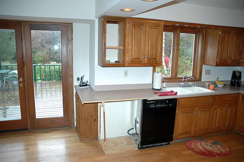 Upper cabinet modified to be rotated 90 degrees.