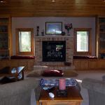 Custom cabinets flanking the fireplace