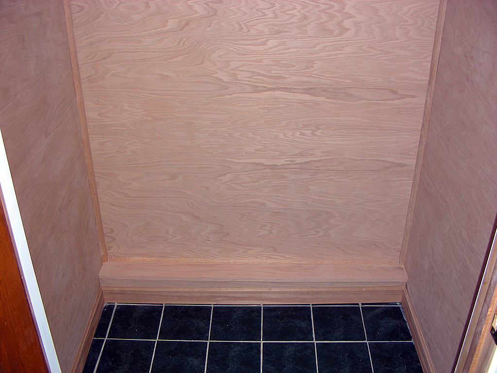 3/4 inch Oak plywood was installed on top of new insulation and a vapor barrier