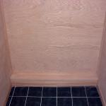 3/4 inch Oak plywood was installed on top of new insulation and a vapor barrier